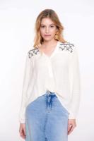Geisha Blouse Embroidery 53066-14 Blouse 10 Off-white/black