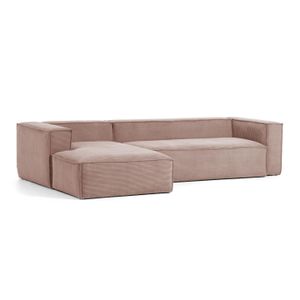 Kave Home Loungebank 'Blok' Rib, Links 330cm, kleur Roze