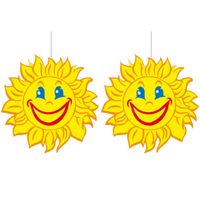 5x stuks zomer/lente feest thema zon versiering 28 cm van karton