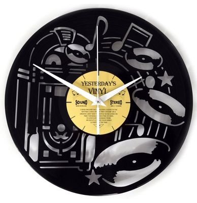 Vinyl Klok Jukebox - Gemaakt Van Een Gerecyclede Plaat Vinyl Klok Jukebox - Gemaakt Van Een Gerecyclede Plaat