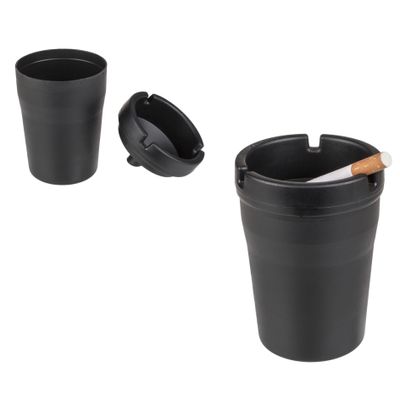 2x stuks auto asbakken zwart 10 x 8 cm