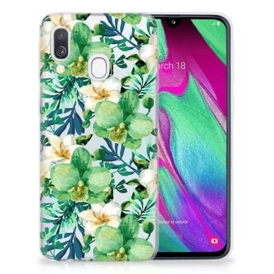 Samsung Galaxy A40 | TPU Case | Orchidee Groen Samsung Galaxy A40 | TPU Case | Orchidee Groen
