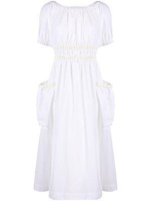 Molly Goddard robe mi-longue Mags en taffetas froncé - Blanc