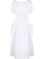 Molly Goddard robe mi-longue Mags en taffetas froncé - Blanc