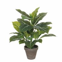 Groene Philodendron kunstplanten 49 cm met grijze pot   - - thumbnail