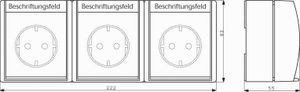 Busch-Jaeger Ocean IP44 wandcontactdoos 3-voudig horizontaal met klapdeksel en randaarde tekstveld, blauwgroen