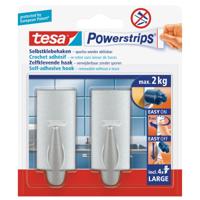 Tesa Powerstrips chroom haken - 2x stuks - Verwijderbare haken