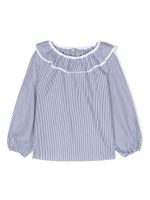 Il Gufo blouse rayée à col volanté - Bleu