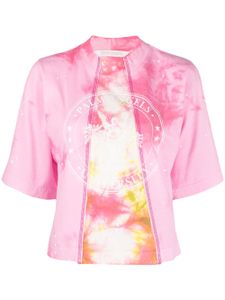 Palm Angels t-shirt tie dye College à coupe crop - Rose