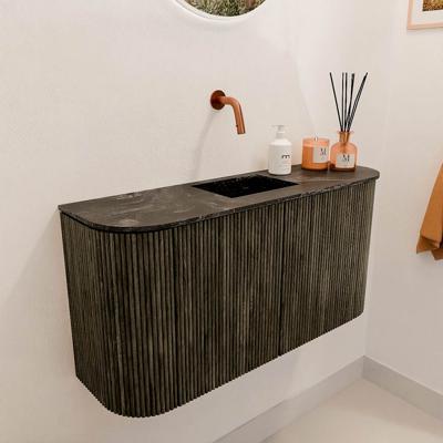 Toiletmeubel Mondiaz Joya Dlux | 83.2 cm | Meubelkleur Shadow | Faye wastafel Lava Wasbak Midden | Zonder kraangat(en)