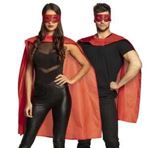 Superheld verkleedset voor volwassenen - rood - one size - cape/oogmasker - comic/stripheld