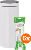 Brabantia Touch Bin 30 Liter White + Vuilniszakken (120 stuks) - thumbnail