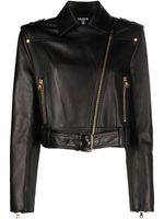 Balmain veste de moto en cuir - Noir