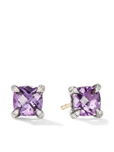 David Yurman puces d'oreilles Petite Châtelaine en argent sterling serties d'améthyste et de diamants - Violet