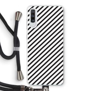 Strepen zwart-wit: Samsung Galaxy A70 Transparant Hoesje met koord