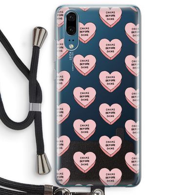 Chicks before dicks: Huawei P20 Transparant Hoesje met koord
