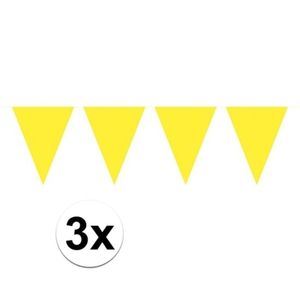 3 stuks Vlaggenlijnen/slingers XXL geel 10 meter