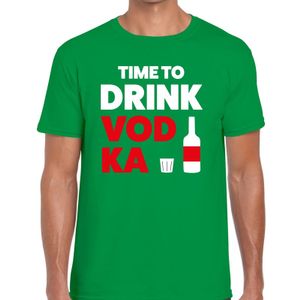 Time to drink Vodka tekst t-shirt groen heren