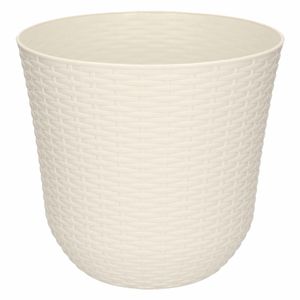 1x Ivoor witte plantenbakken/bloempotten 25 cm rond