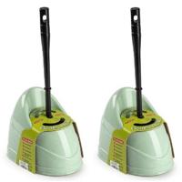 Plasticforte toiletborstels - wc-borstels - 2x stuks - met houder - 45 cm - groen - kunststof