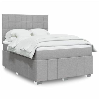 Boxspring met matras stof lichtgrijs 140x190 cm