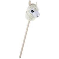 Pluche lama / alpaca stokpaardje creme 74 cm