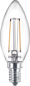 PHILIPS - LED Lamp Filament - Set 2 Stuks - Classic LEDCandle 827 B35 CL - E14 Fitting - 2W - Warm Wit 2700K Vervangt