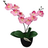 vidaXL Kunstplant orchidee met pot 30 cm roze - thumbnail