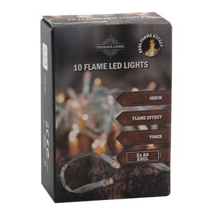 Kerstverlichting - warm wit - vlam effect - 10 lampjes - 100 cm -timer