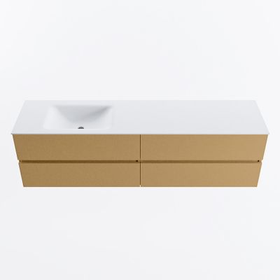 MONDIAZ VICA 180cm badmeubel onderkast Oro 4 lades. Wastafel CLOUD links zonder kraangat, kleur Talc.