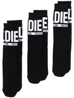 Diesel lot de trois paires de chaussettes Skm-Ray à logo en jacquard - Noir