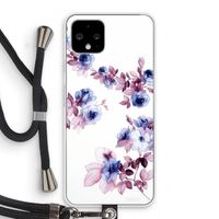 Waterverf bloemen: Pixel 4 Transparant Hoesje met koord
