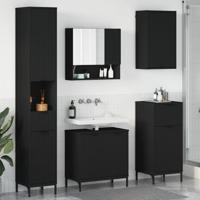 Badkamermeubelset met lade Zwart Engineered hout, Metaal
