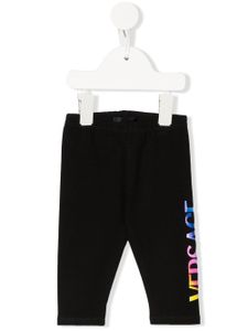 Versace Kids legging à logo imprimé - Noir