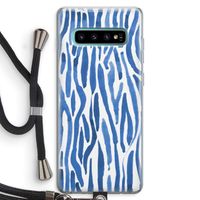 Blauwe nerven: Samsung Galaxy S10 Plus Transparant Hoesje met koord