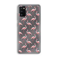 Flamingoprint groen: Samsung Galaxy A41 Transparant Hoesje