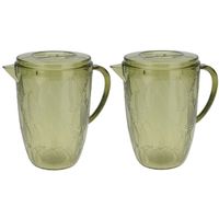 Schenkkan/waterkan - 2x - groen - 2500 ML - kunststof - D14 x H21 cm