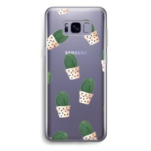 Cactusprint roze: Samsung Galaxy S8 Plus Transparant Hoesje