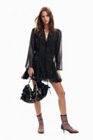 KORTE GLANZENDE JURK - BLACK - XL