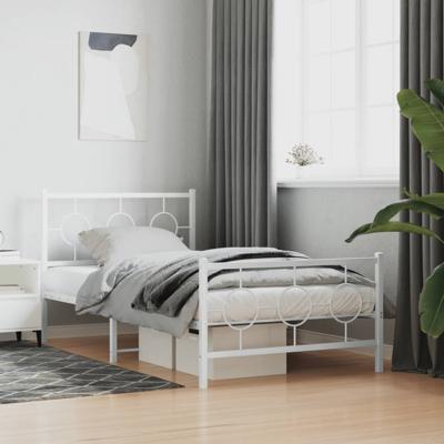 Bedframe met hoofd- en voeteneinde metaal wit 100x200 cm