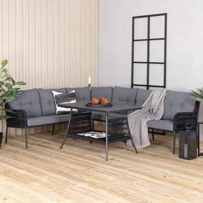Nohr Loungeset 'Domenique' Met hoekbank en tafel, kleur Zwart