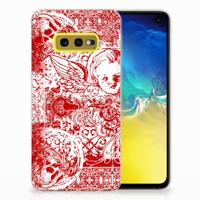 Silicone Back Case Samsung Galaxy S10e Angel Skull Rood