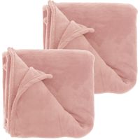 Fleece dekens/plaids Bailey 2 stuks 130 x 180 cm - roze