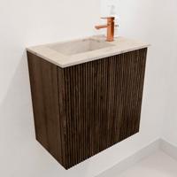 Toiletmeubel Mondiaz Joya Dlux | 40 cm | Meubelkleur Walnut | Faye wastafel Frappe Wasbak Links | 1 kraangat