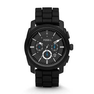Horlogeband Fossil FS4487IE / FS4487 / MACHINE Silicoon Zwart 24mm