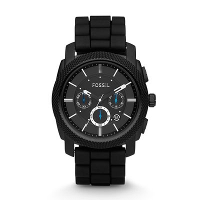 Horlogeband Fossil FS4487IE / FS4487 / MACHINE Silicoon Zwart 24mm