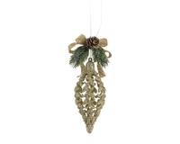 Kersthanger kerstbal ovaal met versiering 7 cm goud Kersthanger kerstbal ovaal met versiering 7 cm goud