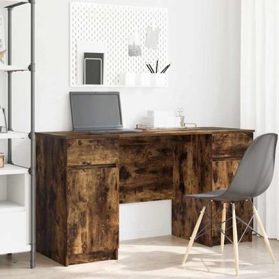 Bureau met lade Gerookt eiken 140 x 49 x 76 cm Bewerkt hout