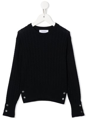 Thom Browne Kids pull en maille torsadée à manches longues - Noir