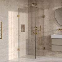 BRAUER Void Carving Douchecabine - 90x100x200cm - draaideur - glascoating - omkeerbaar - helder glas - geborsteld goud PVD GS-VOCC1H90100200GG